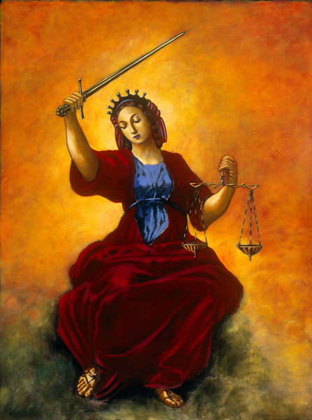 Classic Rennaissance image of justice after Raphael. by artist Trevor Goring