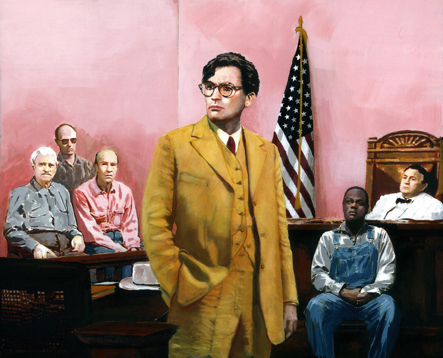 Atticus Finch argues against prejudice and bigotry. By artist Trevor Goring
