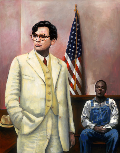 Atticus Finch defends Tom Robinson.To Kill a Mocking Bird by artist Trevor Goring