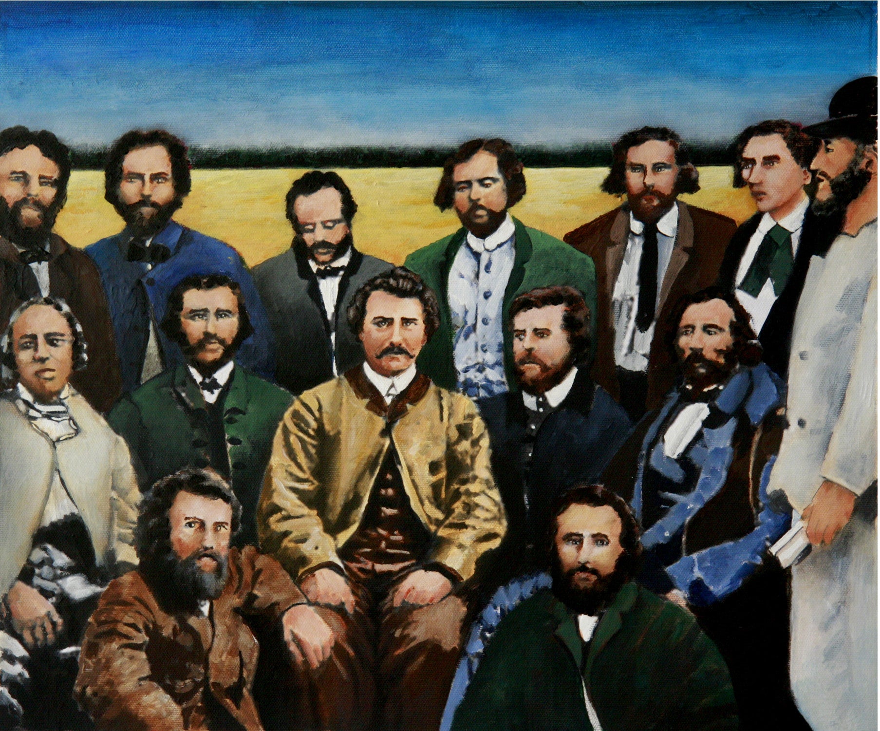 Louis Riel and his provisional cabinet by artist Trevor Goring