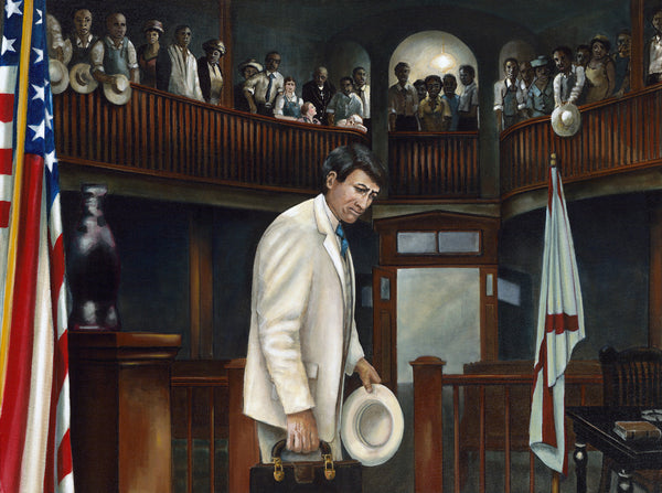 Atticus Finch leaves the Maycomb Courthouse by artist Trevor Goring